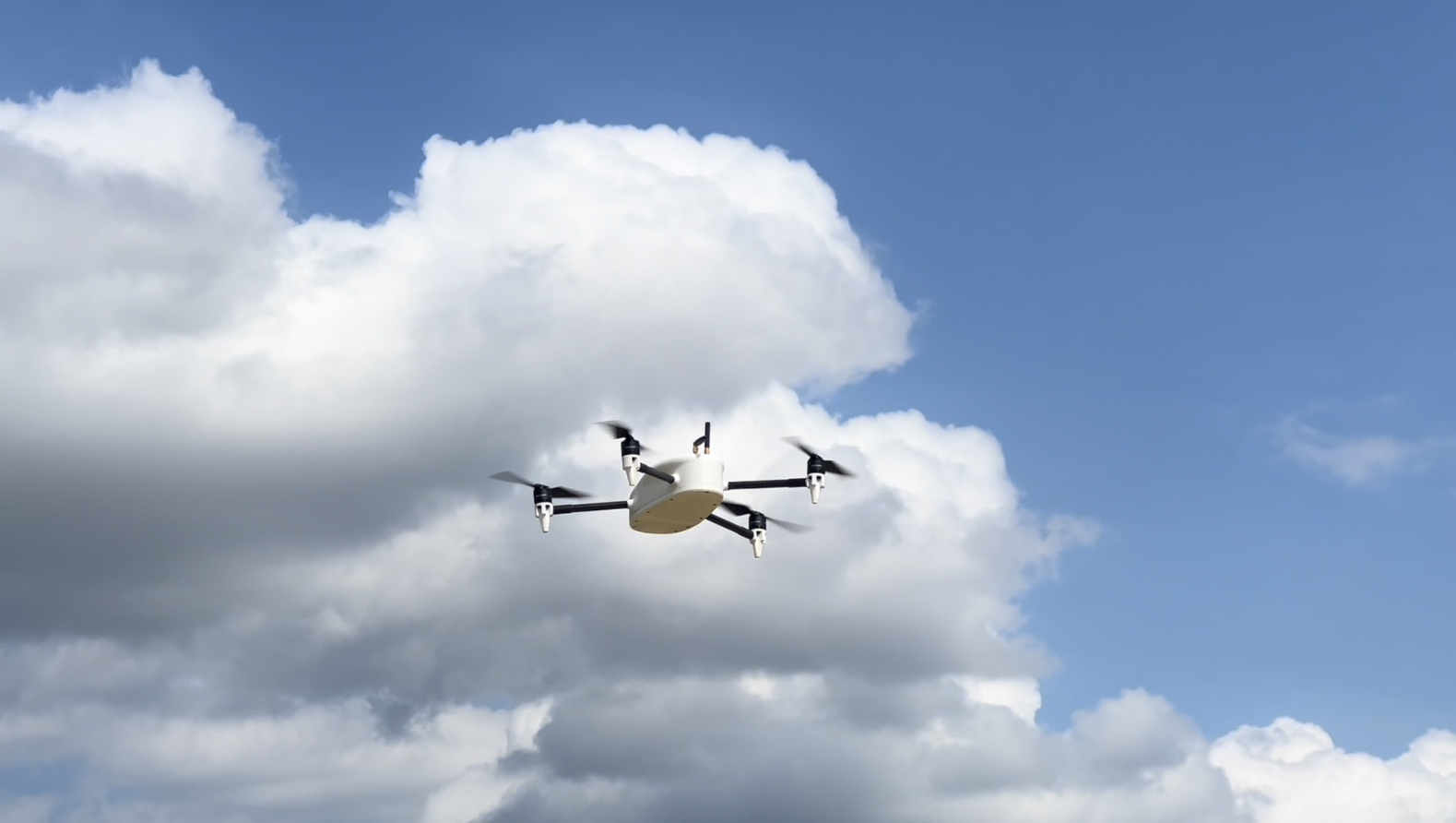 MGI Mosquito Mini drone in flight – lightweight quadcopter UAV designed for reconnaissance, testing, and agile mission deployment
